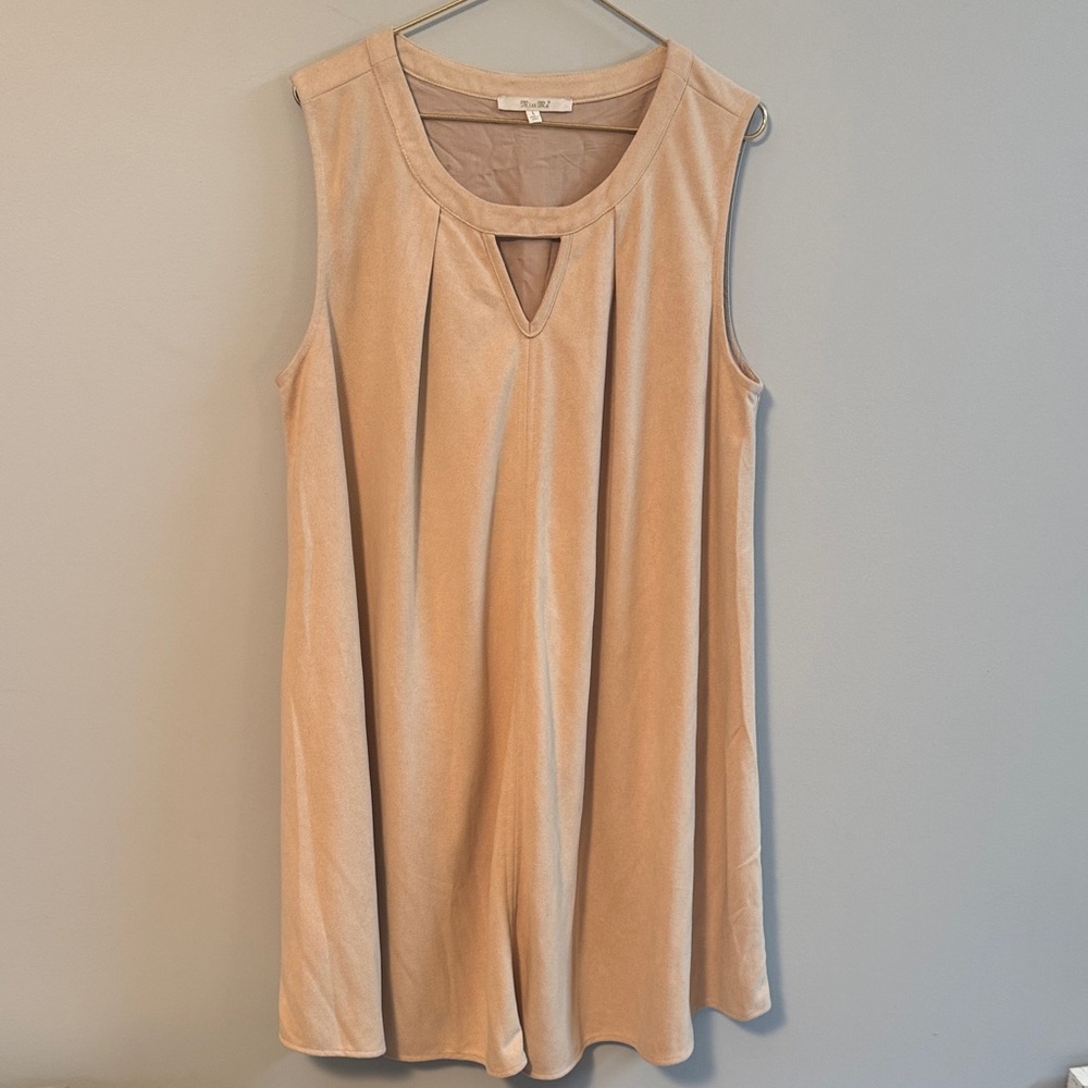 MISS ME Women's Sleevless Dress Tunic Tan Beige Size Large